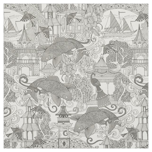 Tissu mono toile de chinoiserie (Échantillon)
