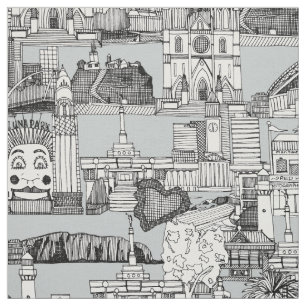 Tissu Monochrome jouy toile de l'AUSTRALIE De