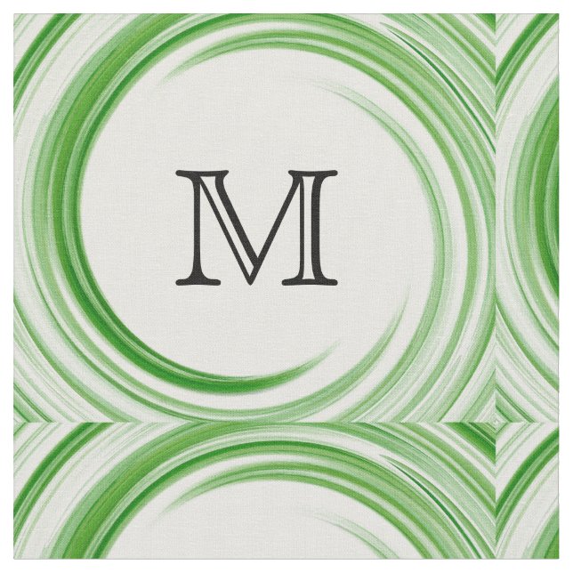 Tissu Monogramme Abstrait de la spirale verte #3 (Fermer)