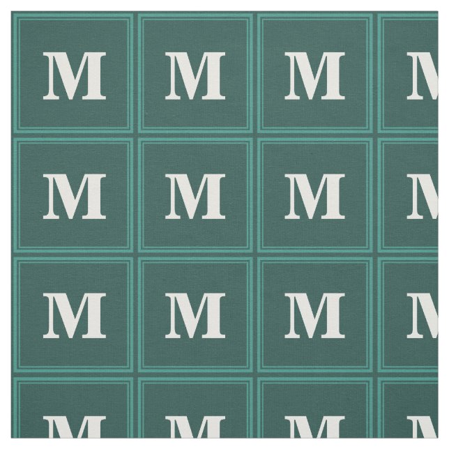 Tissu Monogramme bandes turquoises (Échantillon)