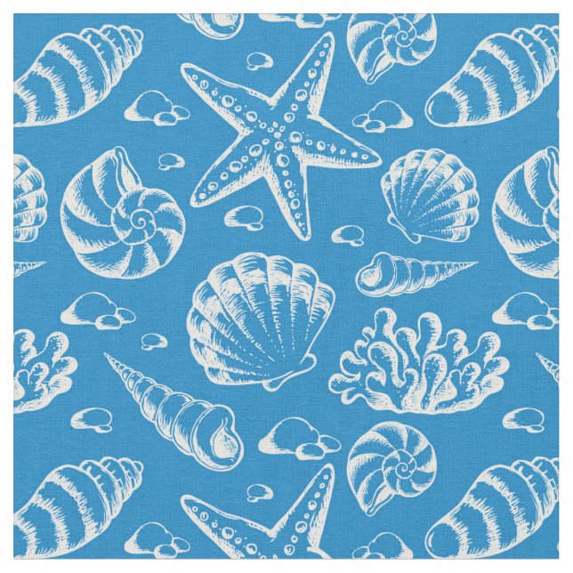 Tissu Monogramme bleu 2 du motif | de plage (Fermer)