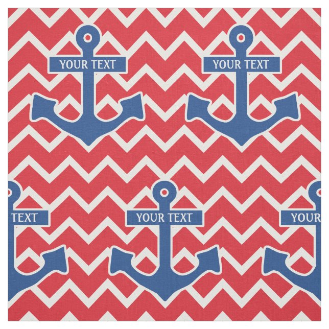 Tissu Monogramme bleu nautique d'Ancre avec Chevron (Échantillon)