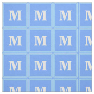 Tissu Monogramme ciel bandes bleues