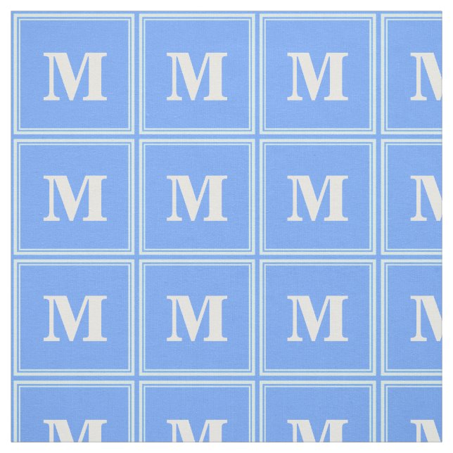 Tissu Monogramme ciel bandes bleues (Échantillon)