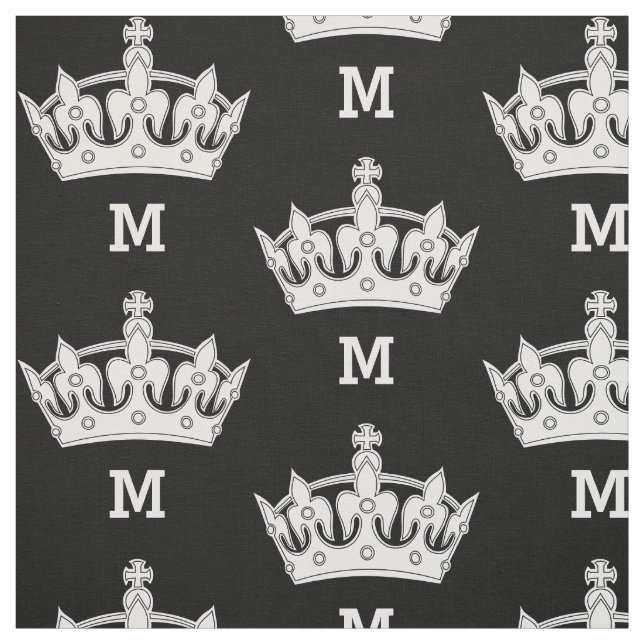 Tissu Monogramme Couronne Blanche Personnalisé (Échantillon)