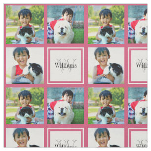 Tissu Monogramme de collage de photo personnalisé par