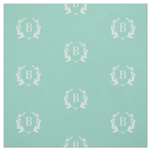 Tissu Monogramme de couronne d'Aqua Laurel