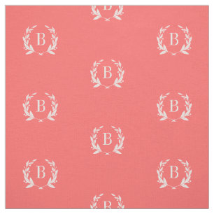 Tissu Monogramme de couronne de corail Laurel