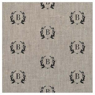 Tissu Monogramme de couronne de Laurel Rustique