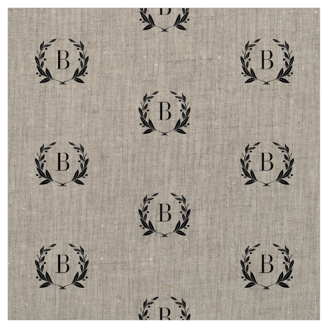 Tissu Monogramme de couronne de Laurel Rustique (Échantillon)