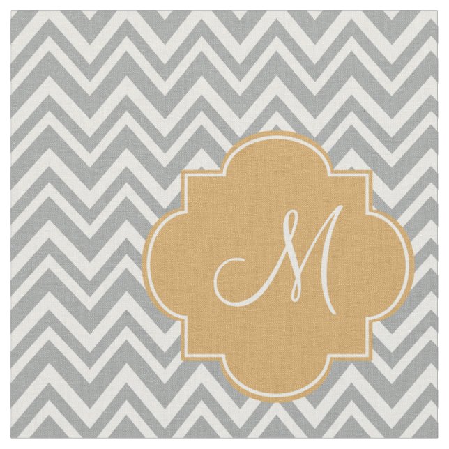 Tissu Monogramme Gris et blanc Motif Chevron avec or (Fermer)