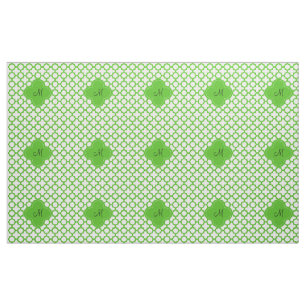 Tissu Monogramme Kelly Green Quatrefoil Motif