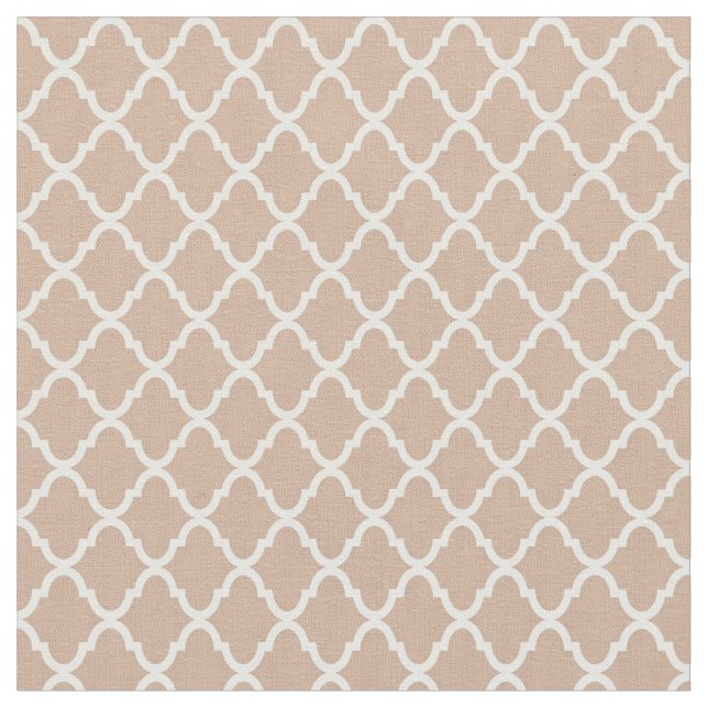 Tissu Monogramme moderne Tan et motif blanc de (Fermer)