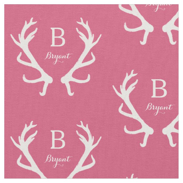 Tissu Monogramme Russe De Cerfs Antlers, Rose (Fermer)