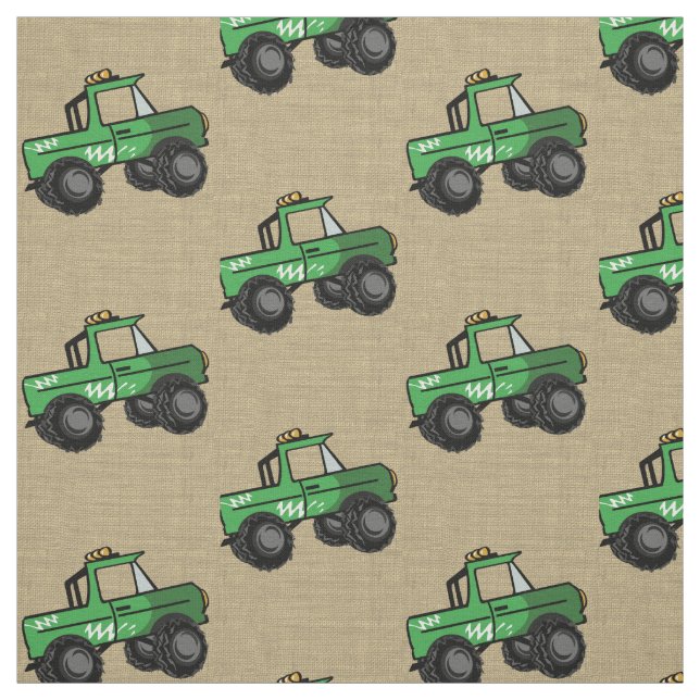 Tissu Monster Trucks Green (Échantillon)