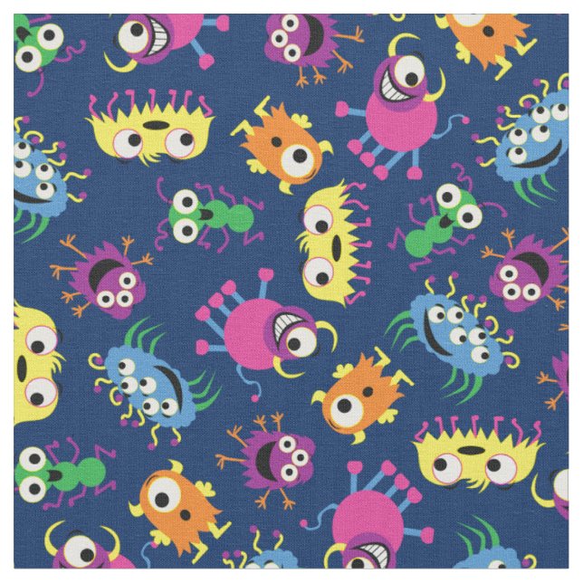 Tissu Monstres drôles Décor enfants mignons (Fermer)
