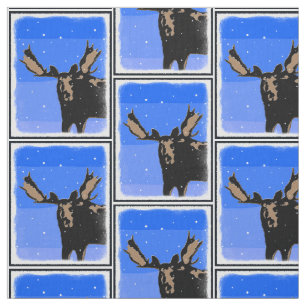 Tissu Moose en hiver - Art original de la faune