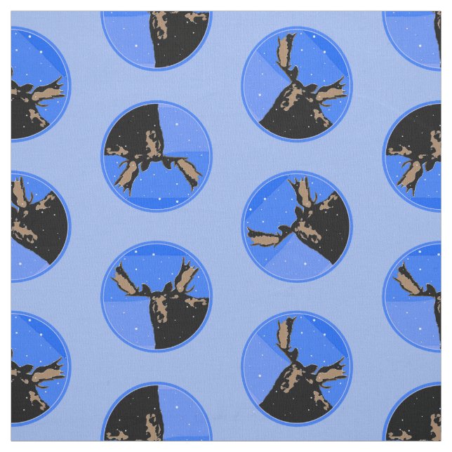Tissu Moose en hiver - Art original de la faune (Échantillon)