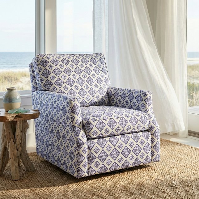 Tissu Mosaïque bleue et blanche Motif géométrique Azure (Créateur téléchargé)