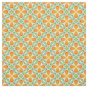Tissu Mosaïque de fleurs à motifs orangés rétro des anné