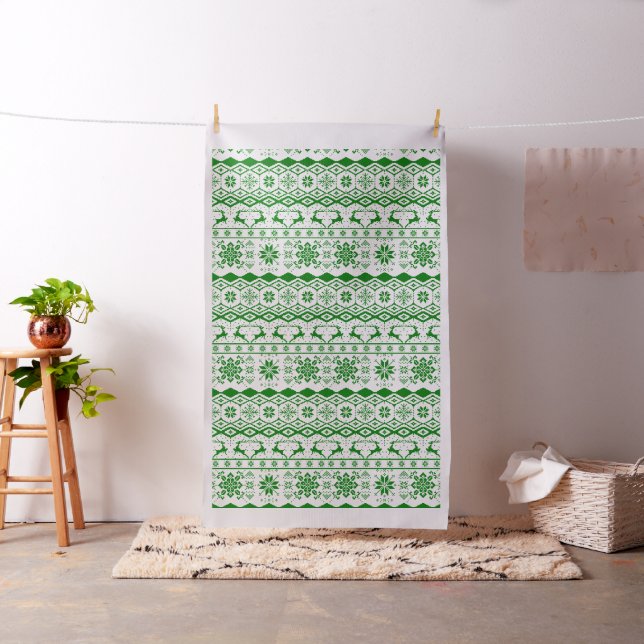 Tissu Mosaïque de pull tricoté vert de Noël (In Situ)
