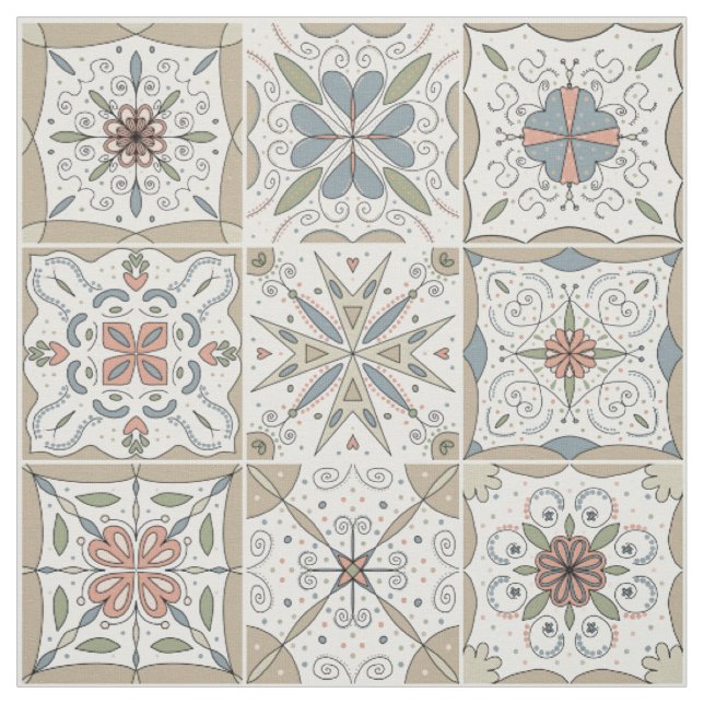 Tissu Mosaïque de tuile motif (Échantillon)