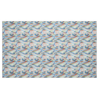 Tissu Mosaïque d'ondes géométriques vibrantes