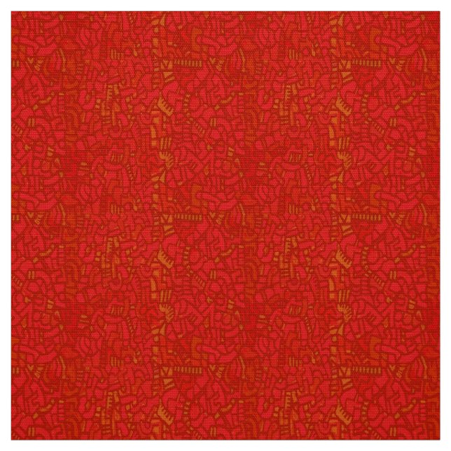 Tissu Mosaïque Rouge Inspirée de Haring (Échantillon)