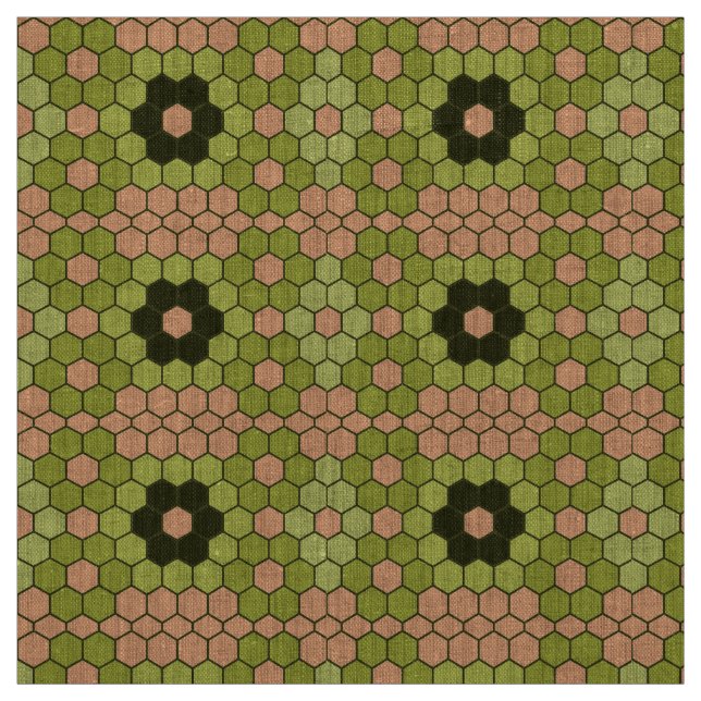 Tissu Moss Green et Peachy Pink Mosaic (Échantillon)