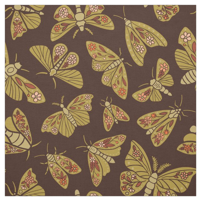 Tissu Moths rétro des années 1970 (Échantillon)