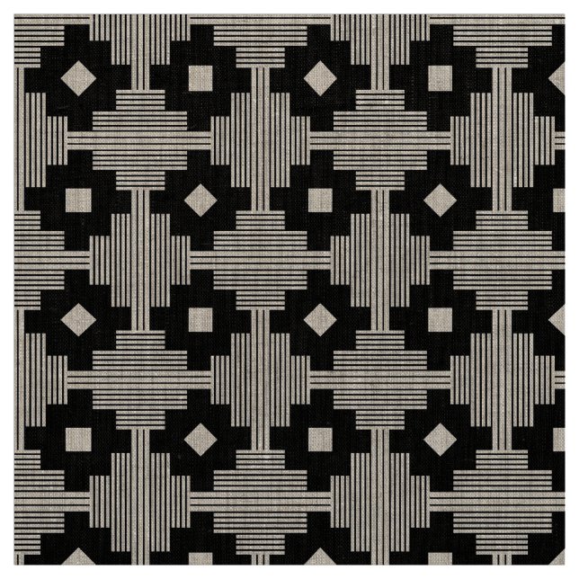 Tissu Motif 061214 - Blanc sur noir (Échantillon)