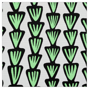 Tissu Motif 070515 - Noir et vert menthe sur blanc