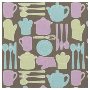 Tissu Motif 2 d'ustensiles de cuisine