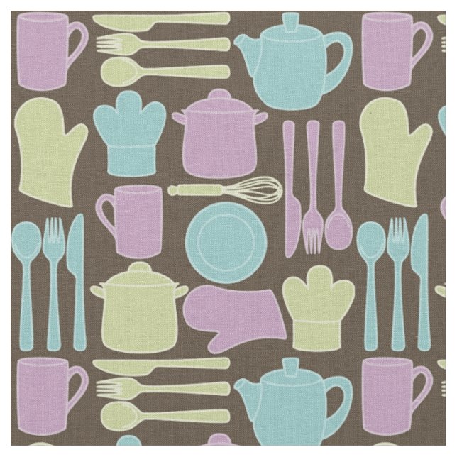 Tissu Motif 2 d'ustensiles de cuisine (Fermer)