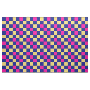 Tissu Motif à carreaux bleu jaune rose