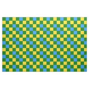 Tissu Motif à carreaux bleu jaune vert 