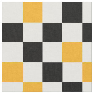Tissu Motif à carreaux jaune noir blanc
