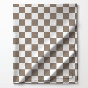 Tissu Motif à carreaux marron et blanc au moka