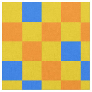Tissu Motif à carreaux orange jaune et bleu