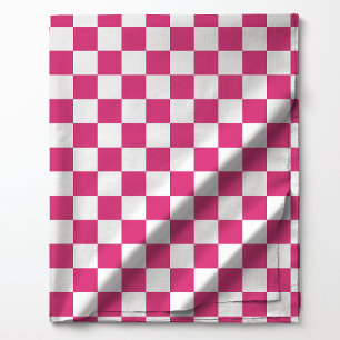 Tissu Motif à carreaux rose framboise et blanc