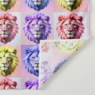 Tissu Motif à carreaux tête de lion couleur pastel doux
