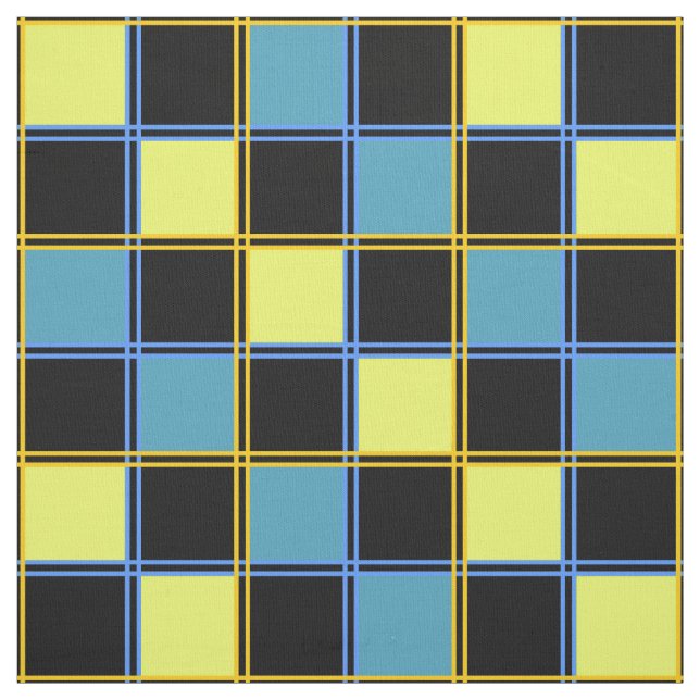 Tissu Motif à damiers jaune et bleu (Échantillon)