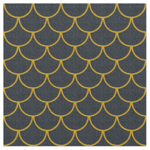 Tissu Motif à écailles festonnées noir et or