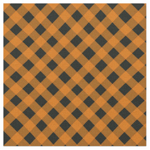 Tissu Motif à En vichy orange et noir