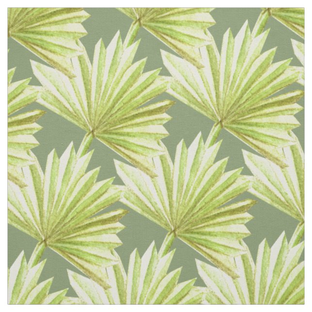 Tissu Motif à feuilles de palmier tropical vert (Échantillon)