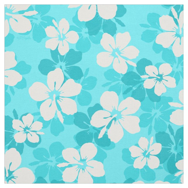 Tissu Motif à fleurs bleu tropical (Échantillon)