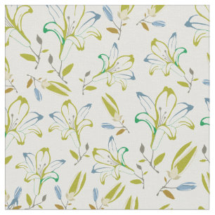 Tissu Motif à fleurs vert olive rétro pour DO-IT-YOURS