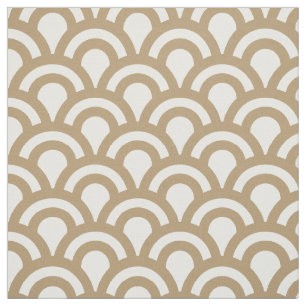 Tissu Motif à l'échelle de poisson Art déco or et blanc