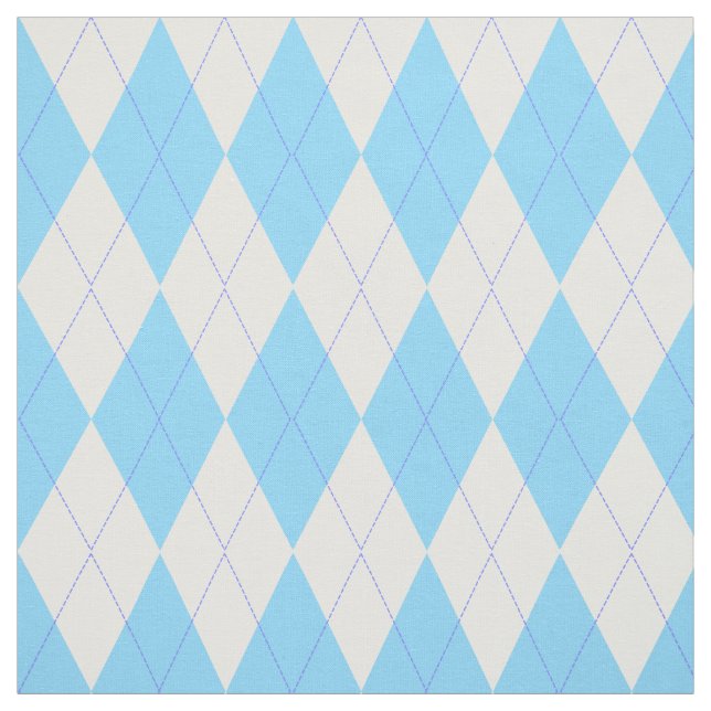 Tissu Motif à motifs de losanges bleu-clair et blanc (Échantillon)