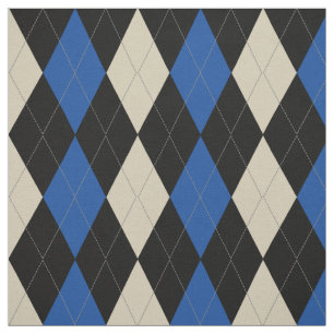 Tissu Motif à motifs de losanges crème de la marine   